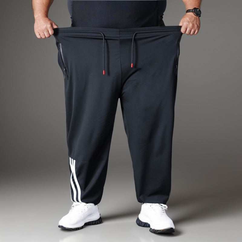 (L-10XL) Plus Size Men's Lightweight Loose Casual Striped Pants