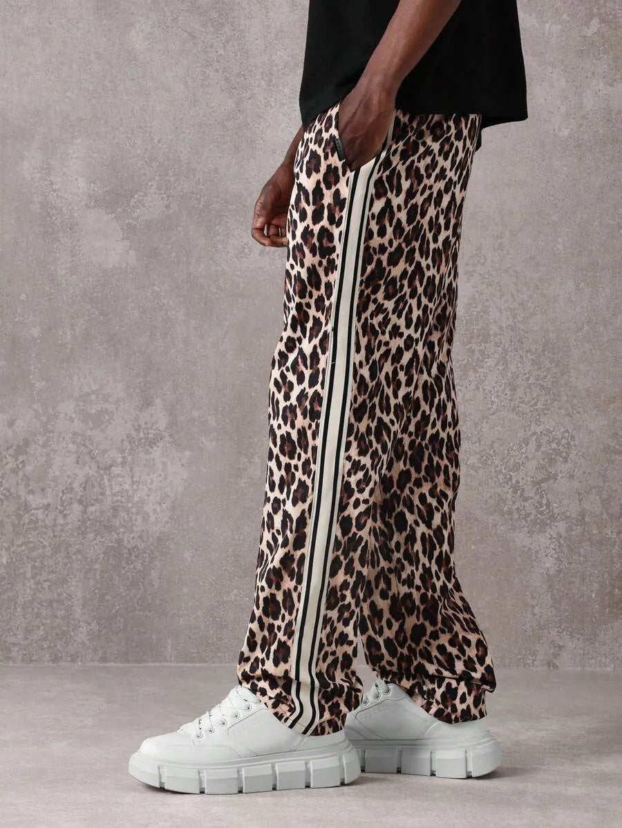 (L-10XL) Plus Size Men's Casual Leopard Printed Long Pants
