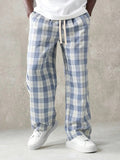 (L-10XL) Plus Size Men's Casual Loose Plaid Long Pants