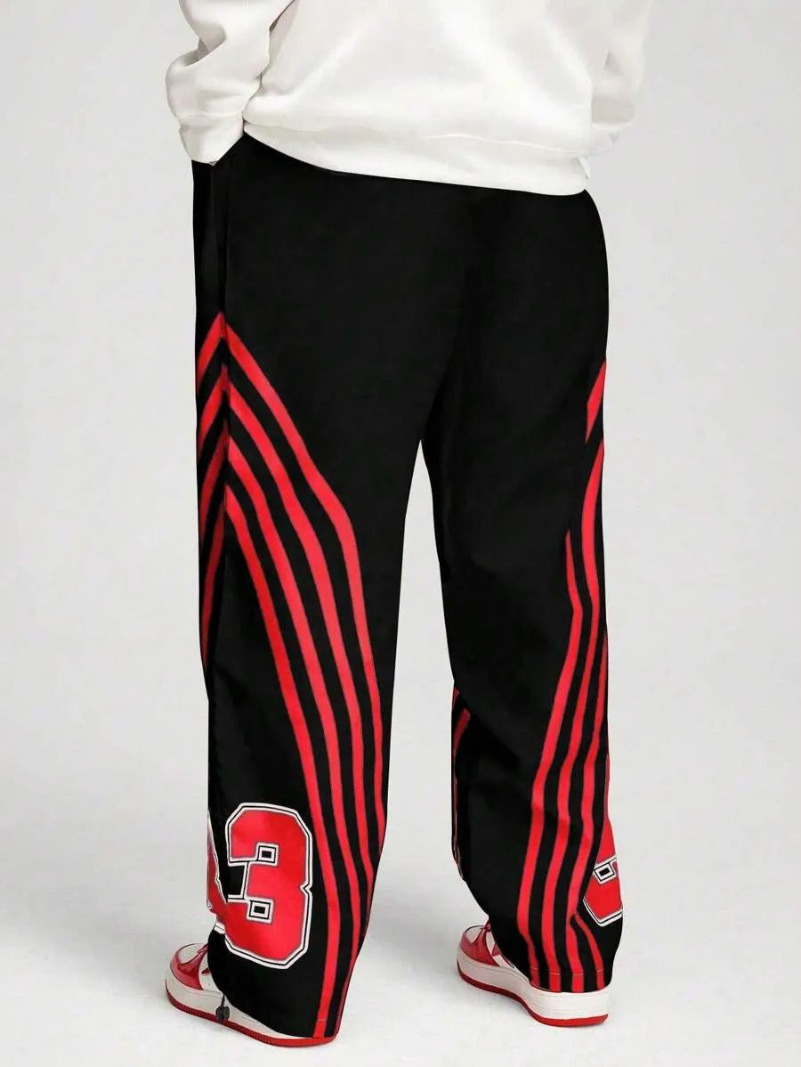 (L-10XL) Plus Size Men's Casual Simple Letter Print Long Pants