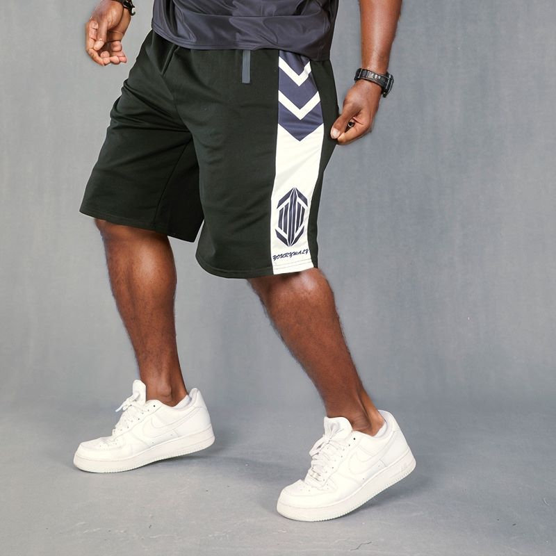 (L-10XL) Plus Size Men's High-Stretch White Arrow Pattern Shorts