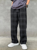 (L-10XL) Plus Size Men's Casual Loose Plaid Long Pants
