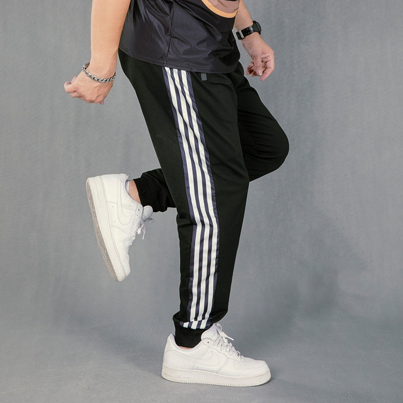 (L-10XL) Plus Size Men's Lightweight Loose Casual Striped Pants