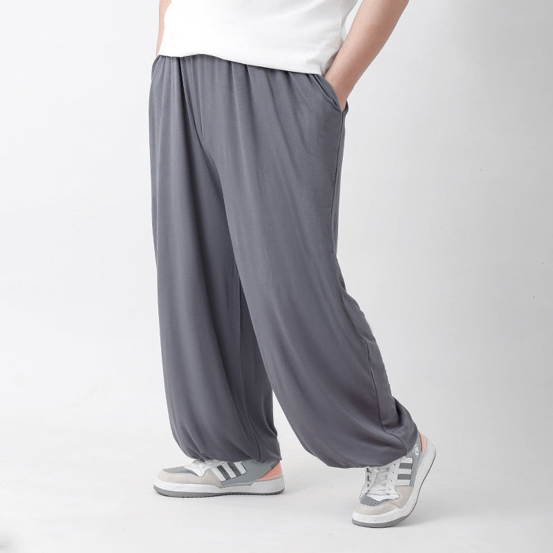 (L-10XL) Plus Size Men's Lightweight High-Stretch Modal Fabric Casual Pants
