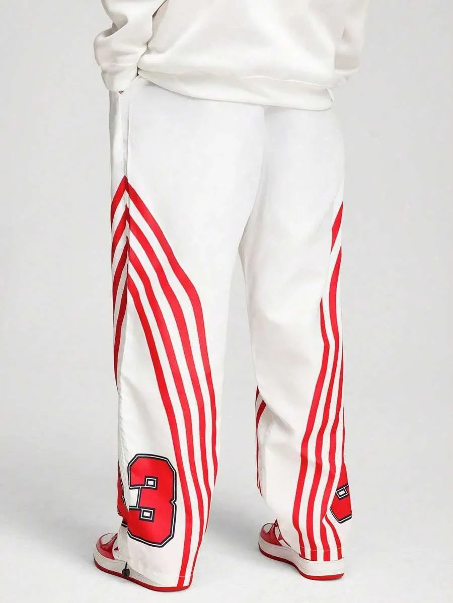 (L-10XL) Plus Size Men's Casual Simple Letter Print Long Pants