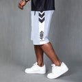 (L-10XL) Plus Size Men's High-Stretch White Arrow Pattern Shorts